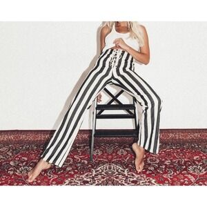Striped Black and White Women's Trousers